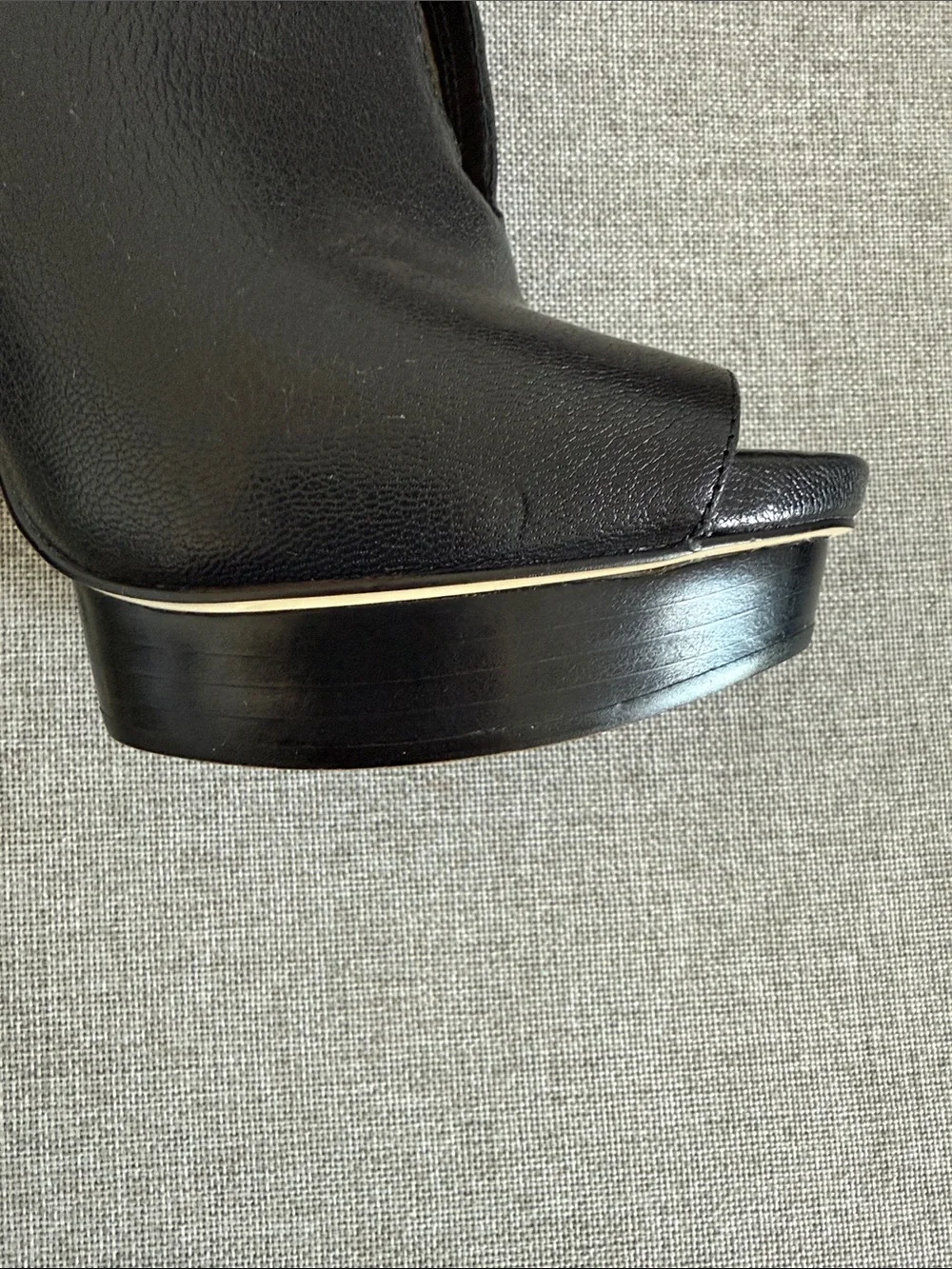 Michael Kors leather Black Peep-Toe Platform Booties with Gold Studs